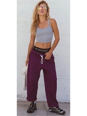 #1715 NWOT Free People Top Score Barrel Sweatpants Deep Mulberry Large